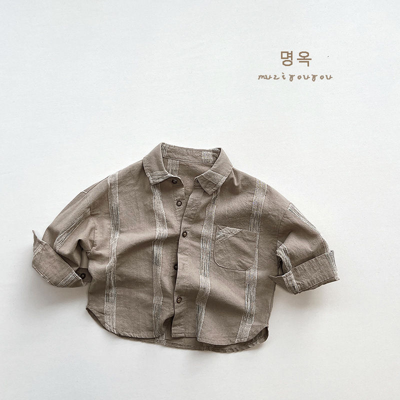Cămașă-cardigan din bumbac 100% pentru copii, stil coreean, guler rever, mâneci lungi, 3–8 ani