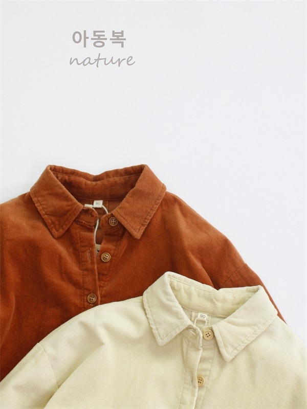 Dječja košulja od corduroya, korejskog stila s reverom, dugi rukavi, jednobojna, 95% pamuk, za djecu 3–8 godina.