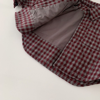 Dječja karirana košulja, unisex, dugi rukav, rever ovratnik, zima 2025, korejski stil, mekan materijal