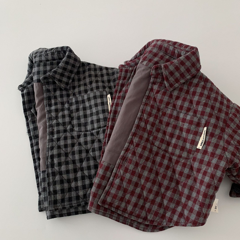 Dječja karirana košulja, unisex, dugi rukav, rever ovratnik, zima 2025, korejski stil, mekan materijal