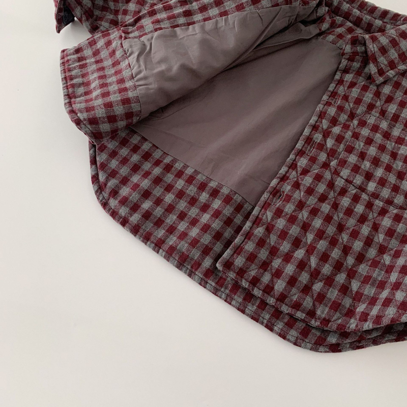 Dječja karirana košulja, unisex, dugi rukav, rever ovratnik, zima 2025, korejski stil, mekan materijal