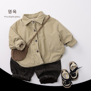 Dječja matlasana košulja, korejski stil, V-izrez, pamuk 80%, duge rukave