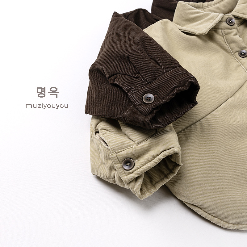 Dječja matlasana košulja, korejski stil, V-izrez, pamuk 80%, duge rukave