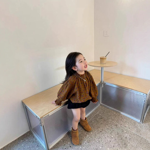 Cămașă pentru fetițe, mâneci lungi, imprimeu floral, corduroy, bumbac 85%