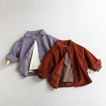 Dječja corduroy jakna, korejski stil, rever ovratnik, 95% pamuk, dugi rukavi