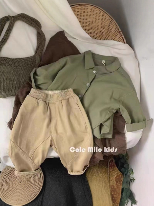 Unisex dječja košulja s dugim rukavima, rever ovratnik, mekano obrađeni pamuk, 100% pamuk