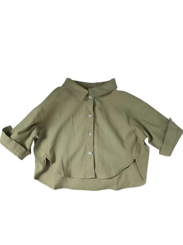 Unisex dječja košulja s dugim rukavima, rever ovratnik, mekano obrađeni pamuk, 100% pamuk