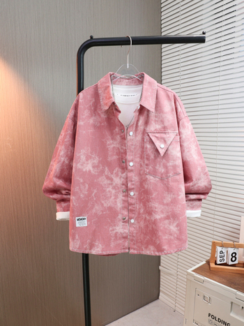 Košulica za dječake s dugim rukavima, casual stil, 100% pamuk, denim-sličan materijal