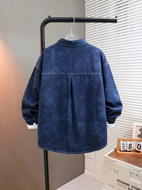 Košulica za dječake s dugim rukavima, casual stil, 100% pamuk, denim-sličan materijal