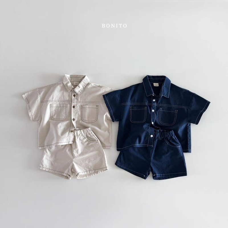 Dječji dvodijelni set u korejskom stilu za ljeto: bluza s kratkim rukavima i šorts, unisex, pamuk