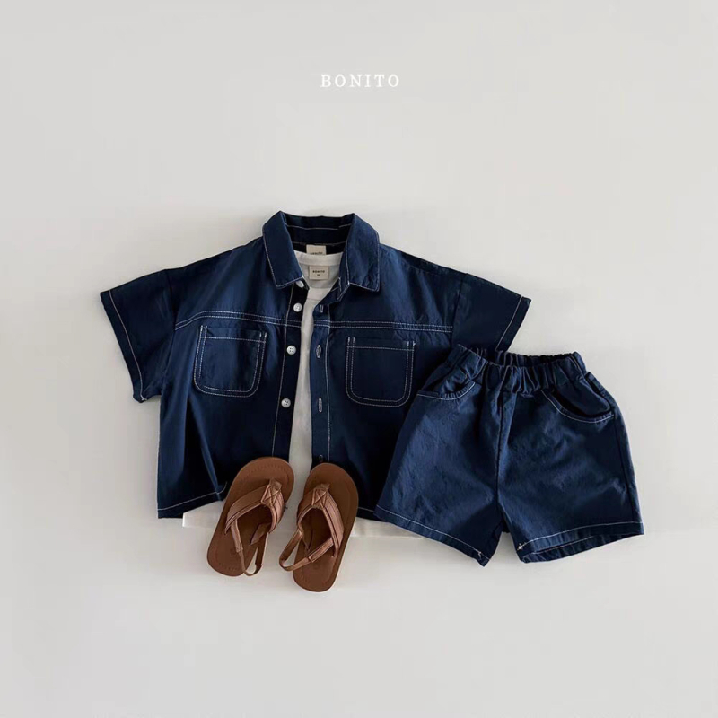 Dječji dvodijelni set u korejskom stilu za ljeto: bluza s kratkim rukavima i šorts, unisex, pamuk