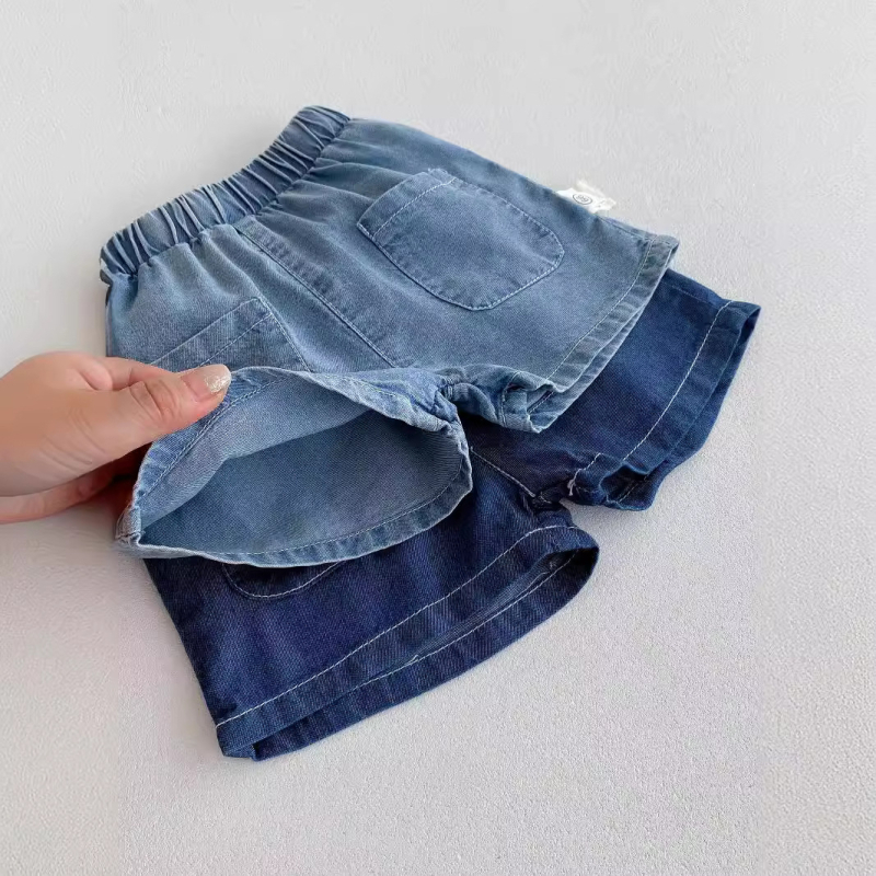 Dječji ljetni denim komplet: majica s kratkim rukavima i šortse, 2-dijelni set, crtani uzorak, korejski stil