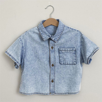 Dječji dvodijelni denim komplet – korejskog stila, ljeto, za djecu 3–8 godina, denim tkanina, 95% pamuk