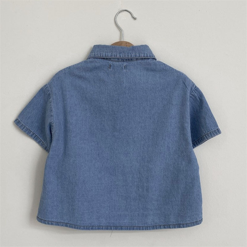 Dječji dvodijelni denim komplet – korejskog stila, ljeto, za djecu 3–8 godina, denim tkanina, 95% pamuk