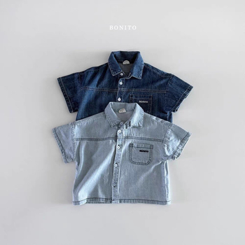 Dječji dvodijelni komplet: denim košulja s kratkim rukavima i šorcima, 95% pamuk, unisex, korejski stil, uzrast 1–3 godine, ljeto.