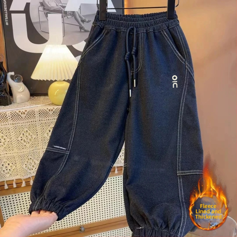 Vaikų medvilniniai džinsai su vidutine talja, ilgos kelnės, elastinė juosta, 3–8 m. (100–140 cm), 52% medvilnė