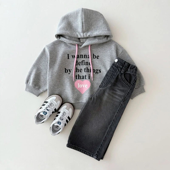 Vaikų džinsinės kelnės Korejos stiliumi, aukštas liemuo, 95% medvilnė, unisex, vaikams 3–8 metų