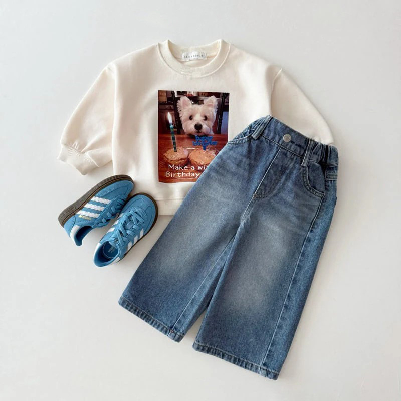 Vaikų džinsinės kelnės Korejos stiliumi, aukštas liemuo, 95% medvilnė, unisex, vaikams 3–8 metų