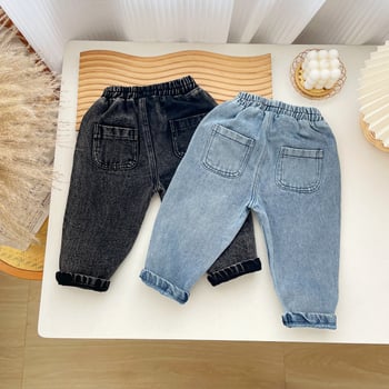 Dječje traperice (Korejskog stila, Denim, 95% pamuk, srednji pojas, gumeni pojas)