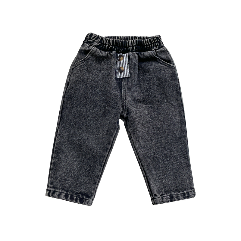 Dječje traperice (Korejskog stila, Denim, 95% pamuk, srednji pojas, gumeni pojas)