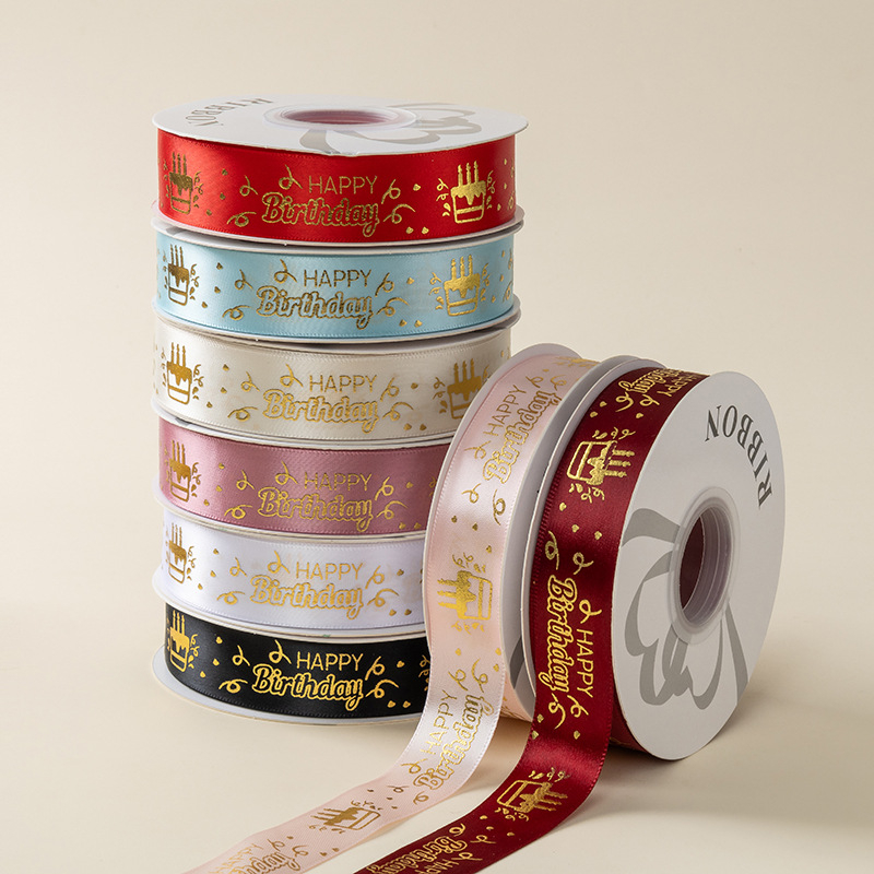 Folijos spauda satinoji juostelė dovanoms, gėlėms įpakavimui ir pyrų dekoravimui – kaspino aksesuaras