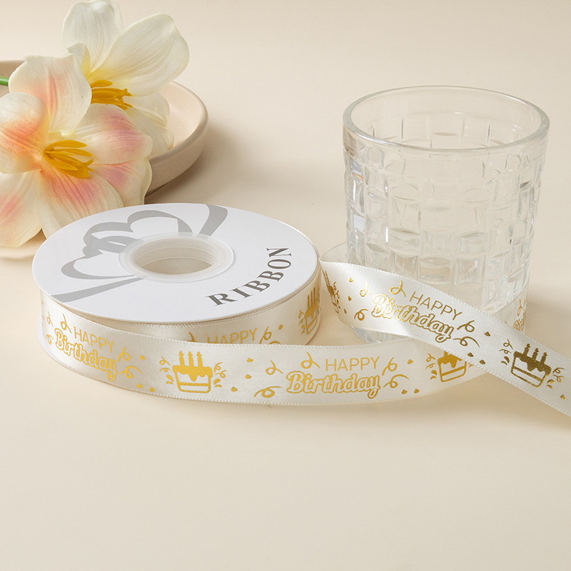 Folijos spauda satinoji juostelė dovanoms, gėlėms įpakavimui ir pyrų dekoravimui – kaspino aksesuaras