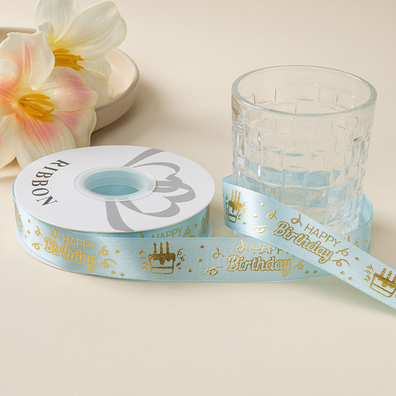 Folijos spauda satinoji juostelė dovanoms, gėlėms įpakavimui ir pyrų dekoravimui – kaspino aksesuaras