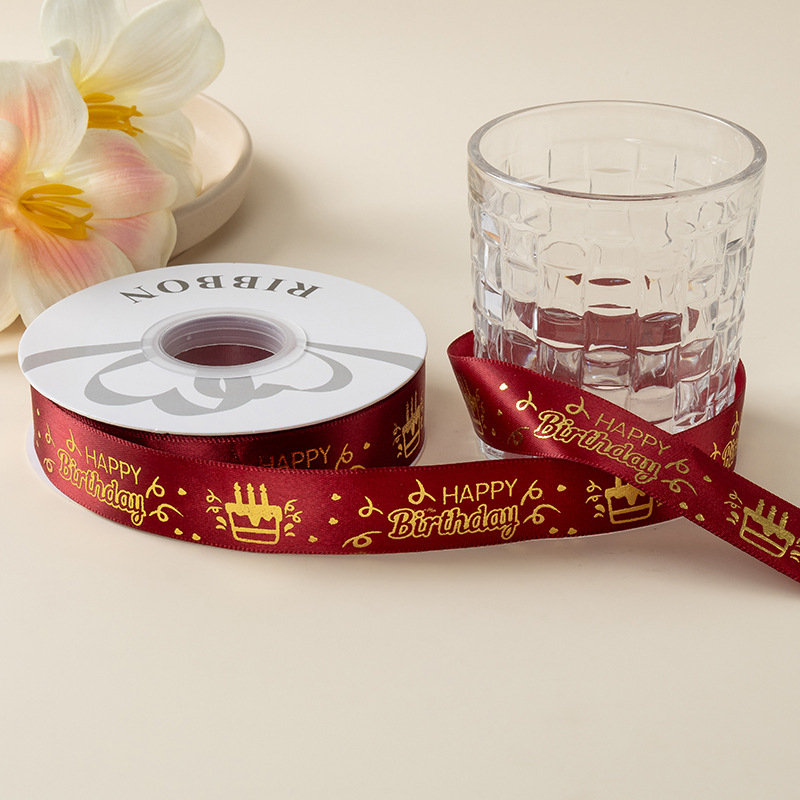 Folijos spauda satinoji juostelė dovanoms, gėlėms įpakavimui ir pyrų dekoravimui – kaspino aksesuaras