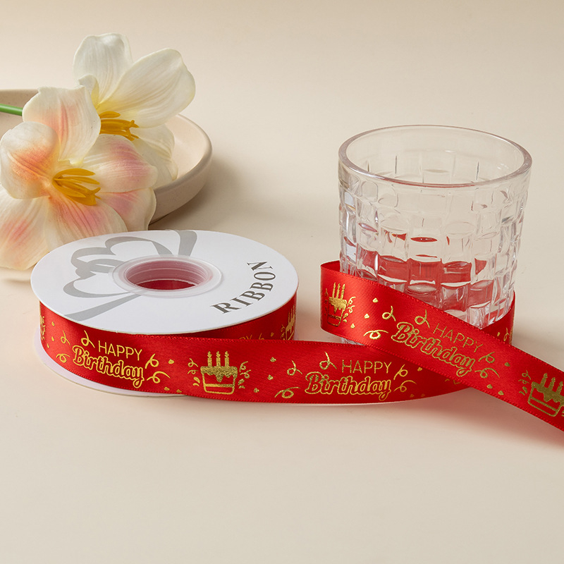 Folijos spauda satinoji juostelė dovanoms, gėlėms įpakavimui ir pyrų dekoravimui – kaspino aksesuaras