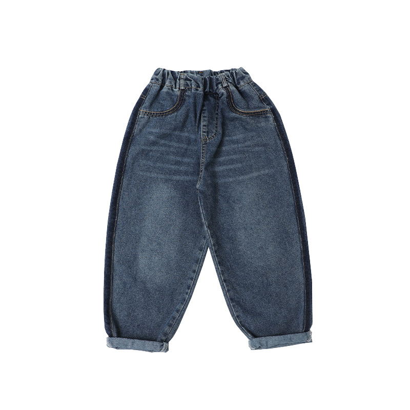 Dječje traperice za dječake, fleece‑lined, casual stil, pamuk 73%, srednja struka s elastnim pojasom, za uzrast 3–8 godina, proljeće–jesen–zima