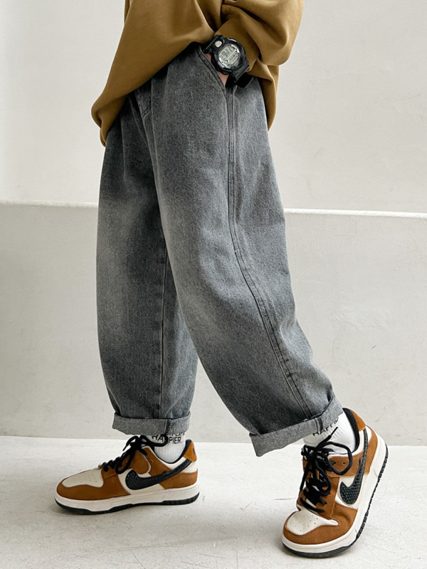 Vaikų džinsai su tiesia kojų linija, laisvalaikio stilius, medvilnė 62.2%, vidurinė juosta su elastine juosta, ruduo 2025