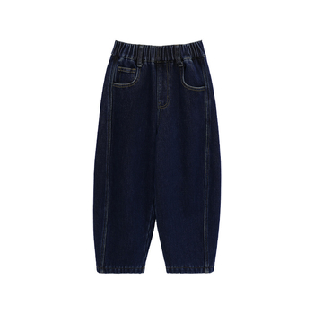 Mergaitėms skirti džinsai su fliso pamušalu, aukštas liemuo, medvilnės audinys, elastinė juosta, rudens–žiemos 2025