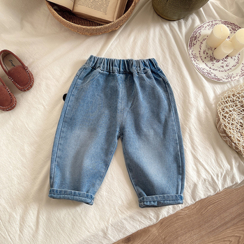 Vaikų džinsai - Korėjos stilius, ilgos kelnės, vidutinė juosta, elastinis užsegimas, unisex