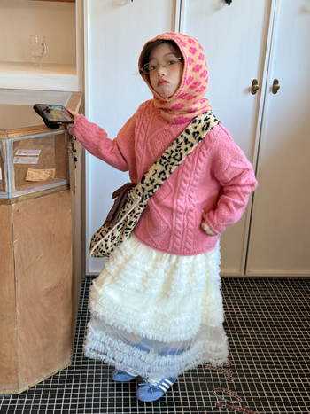 Vaikų sijonas su nereguliariu kirpimu, poliesteris, 100% medvilnė, amžius 8+, Žiema 2025