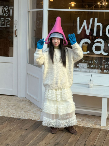 Vaikų sijonas su nereguliariu kirpimu, poliesteris, 100% medvilnė, amžius 8+, Žiema 2025