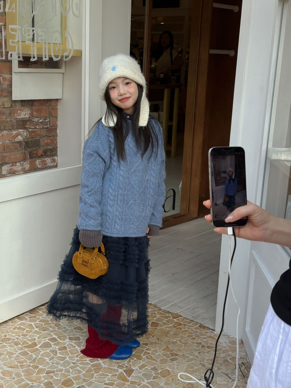 Vaikų sijonas su nereguliariu kirpimu, poliesteris, 100% medvilnė, amžius 8+, Žiema 2025