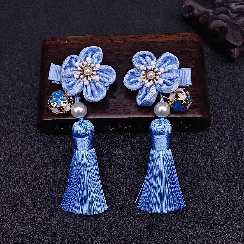 Plaukų segtukas su gėlių kutais vaikams — audinys, kinų nacionalinis stilius