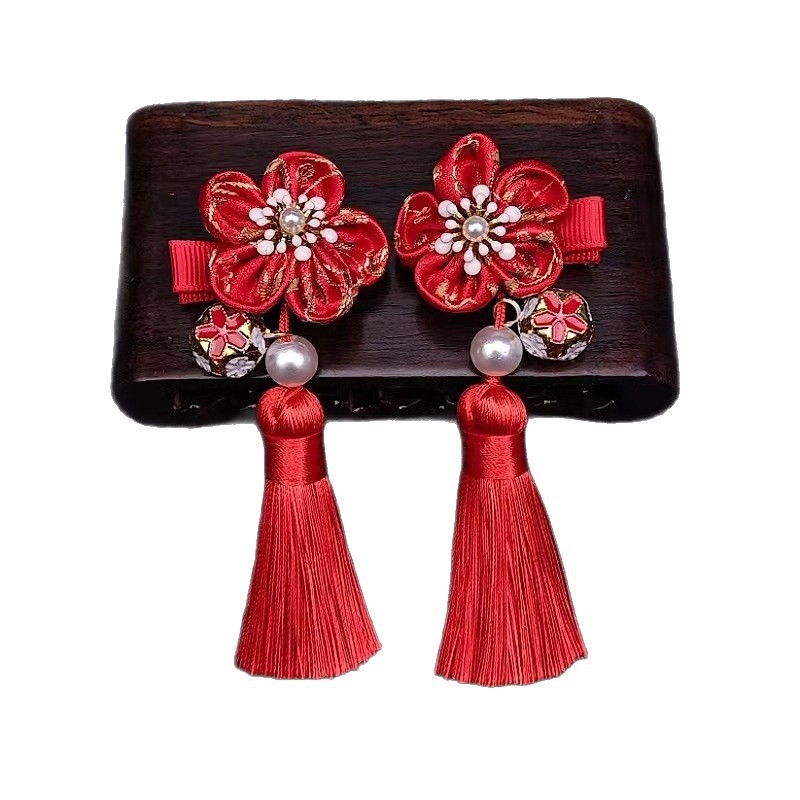 Plaukų segtukas su gėlių kutais vaikams — audinys, kinų nacionalinis stilius