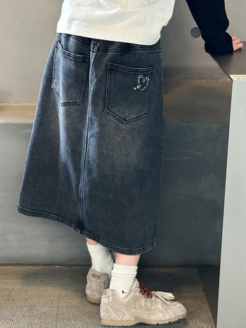 Mergaitėms džinsinis sijonas Korėjos stiliaus su įpjova, skirta vyresnėms nei 8 metų mergaitėms (virš 140 cm), pavasaris 2025