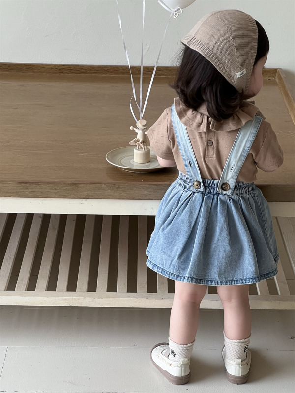 Dječji dvodijelni ljetni denim set s naramenicama, uzorak crtića