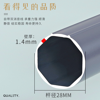 Прът за завеси 963 римски прът – алуминиева сплав, стил модерен минимализъм, Jinfulong; аксесоари: декоративна глава, уплътнение, халка за окачване, монтажна скоба