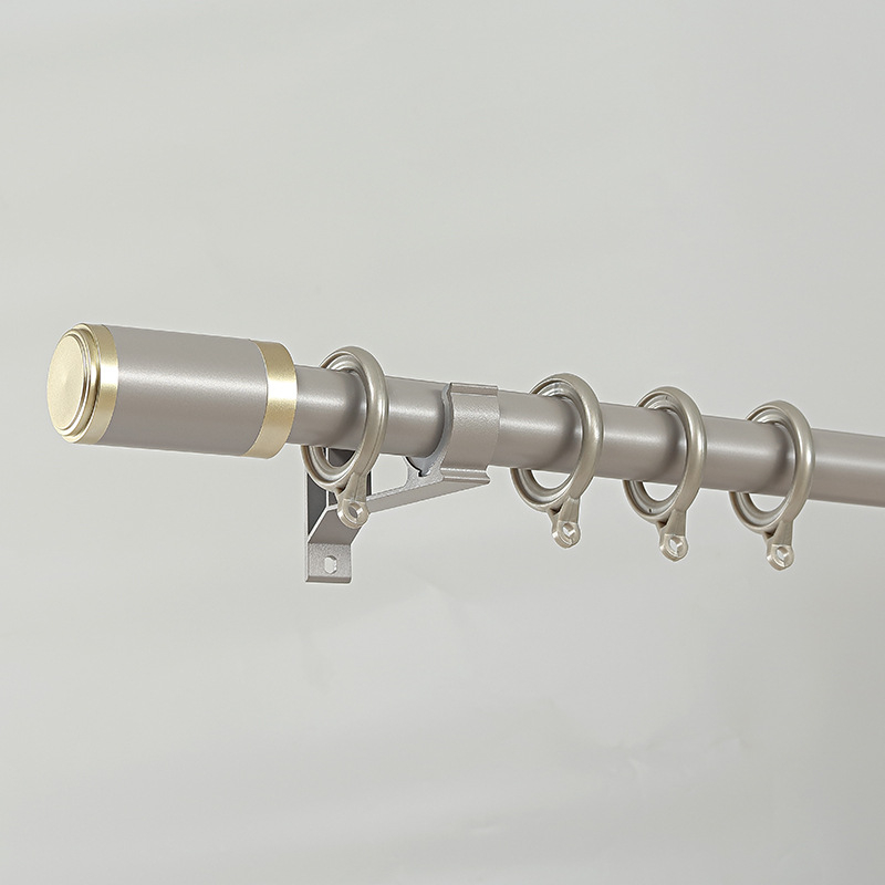 Прът за завеси 963 римски прът – алуминиева сплав, стил модерен минимализъм, Jinfulong; аксесоари: декоративна глава, уплътнение, халка за окачване, монтажна скоба