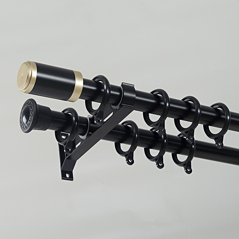 Прът за завеси 963 римски прът – алуминиева сплав, стил модерен минимализъм, Jinfulong; аксесоари: декоративна глава, уплътнение, халка за окачване, монтажна скоба