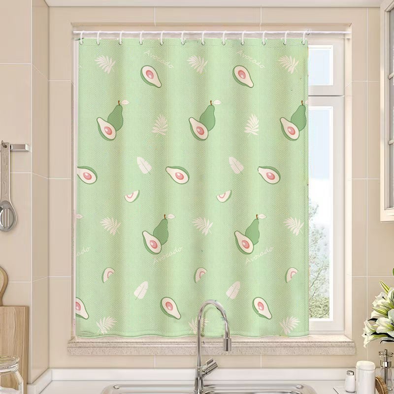 Aizkari ar riņķiem uzstādīšanai – daļēji tumša, karikatūru druka uz loga stūra, poliesters, druka, pastorālais stils, roku mazgāšana, piemērota dzīvojamajai istabai un balkonam