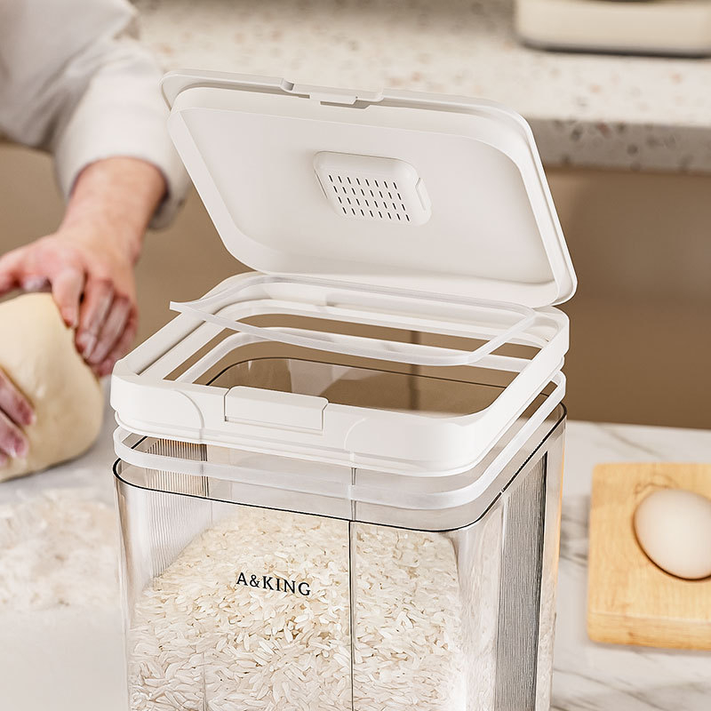 Оризова кутия за съхранение – запечатана, влагозащитна и против насекоми; ABS+PET; капацитет 10 л; марка A&KING