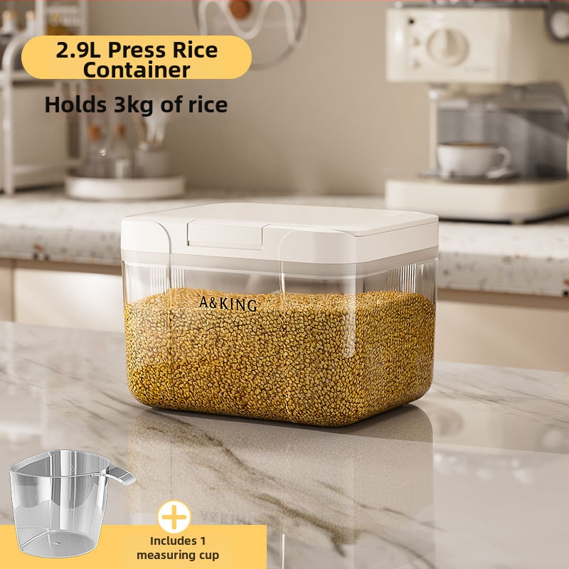 Ryžių laikymo dėžė – uždara, atspari drėgmei ir kenkėjams; ABS+PET; talpa 10 L; prekinis ženklas A&KING