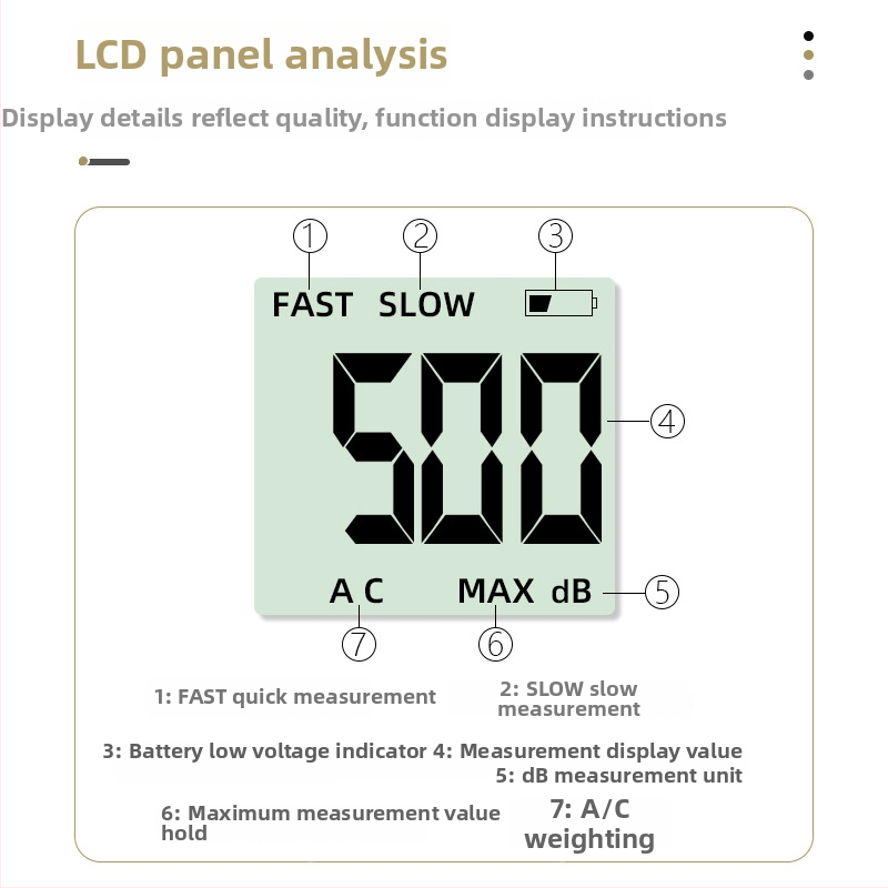 Rokas digitalais trokšņu mērītājs, diapazons 30–150 dB, precizitāte ±2,0 dB, rezolūcija 0,1 dB, darba temperatūra 0–40°C
