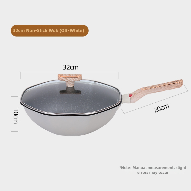 Wok s Maifanovým kameňom, nepřilnavý, kompatibilný s indukčnou platňou, sklenený kryt, model H09