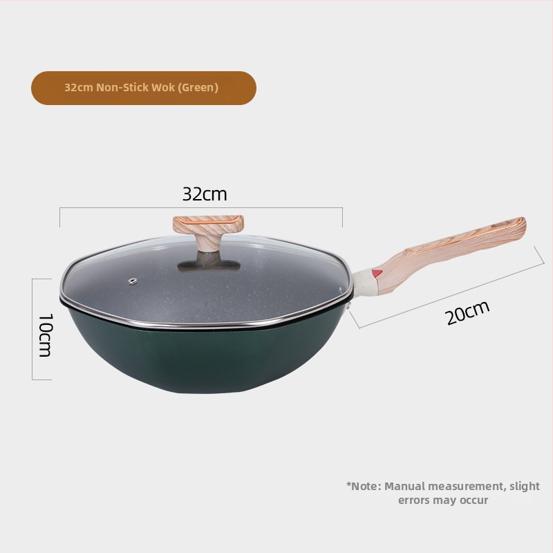 Wok s Maifanovým kameňom, nepřilnavý, kompatibilný s indukčnou platňou, sklenený kryt, model H09