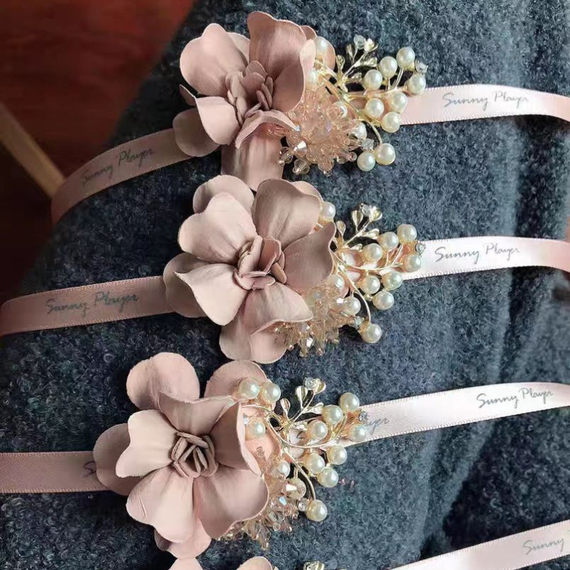 Riešo gėlės apyrankė – korėjietiško stiliaus, dovana Kalėdoms ir įsikūrimo progai, be logotipo spausdinimo